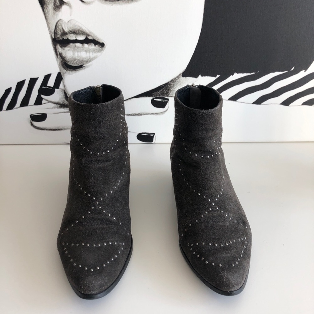 Grey distressed suede studded free people boot